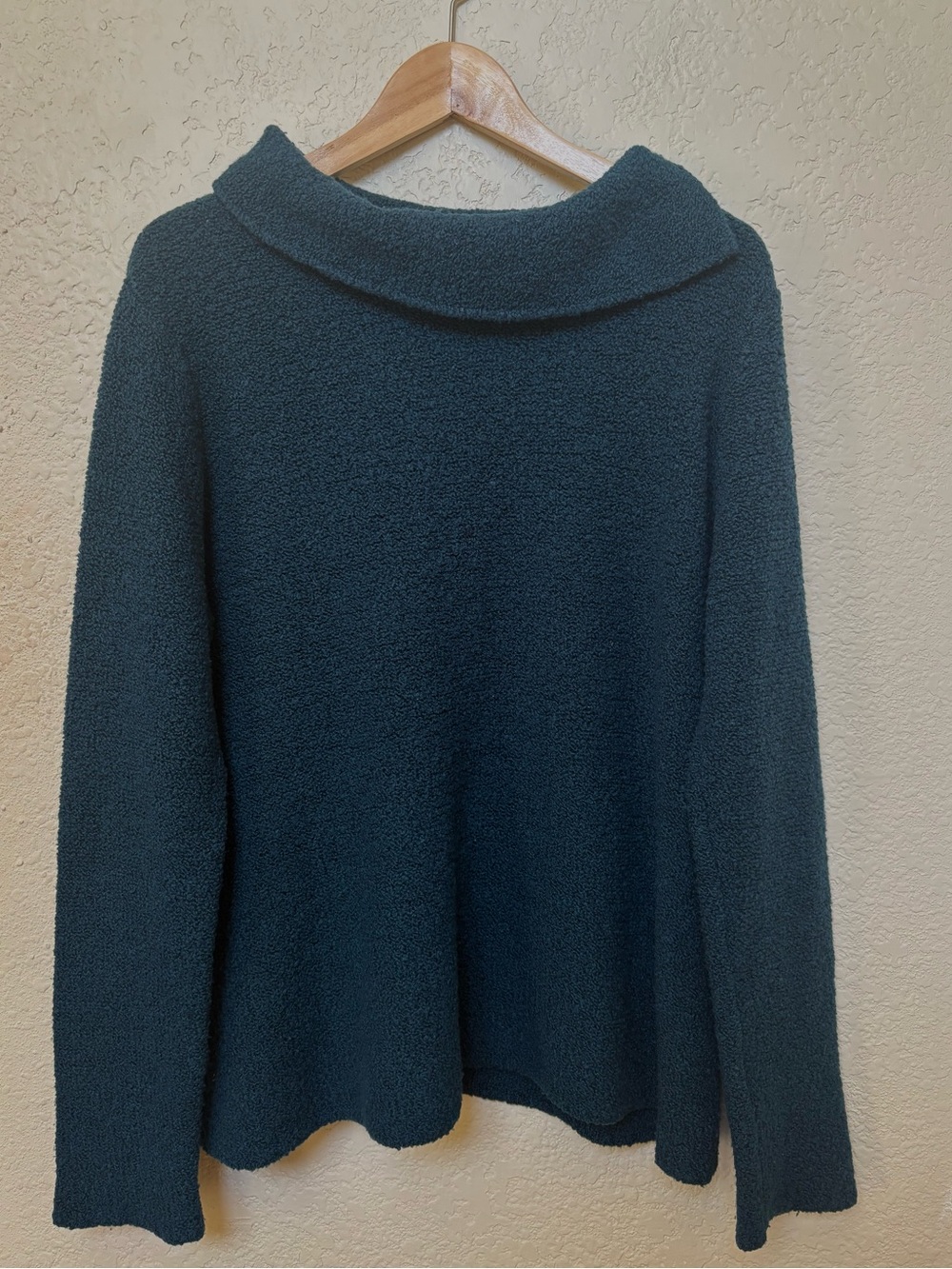 Eileen Fisher Wool Cashmere Boucle Sweater Boat Neck Pullover Soft Cozy Teal